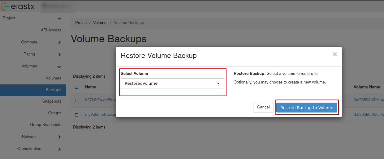 Status-restore-volume